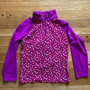 Columbia Girl Quarter Zip Pink Fleece Pullover Ski Snowboard Layer L 14 16
